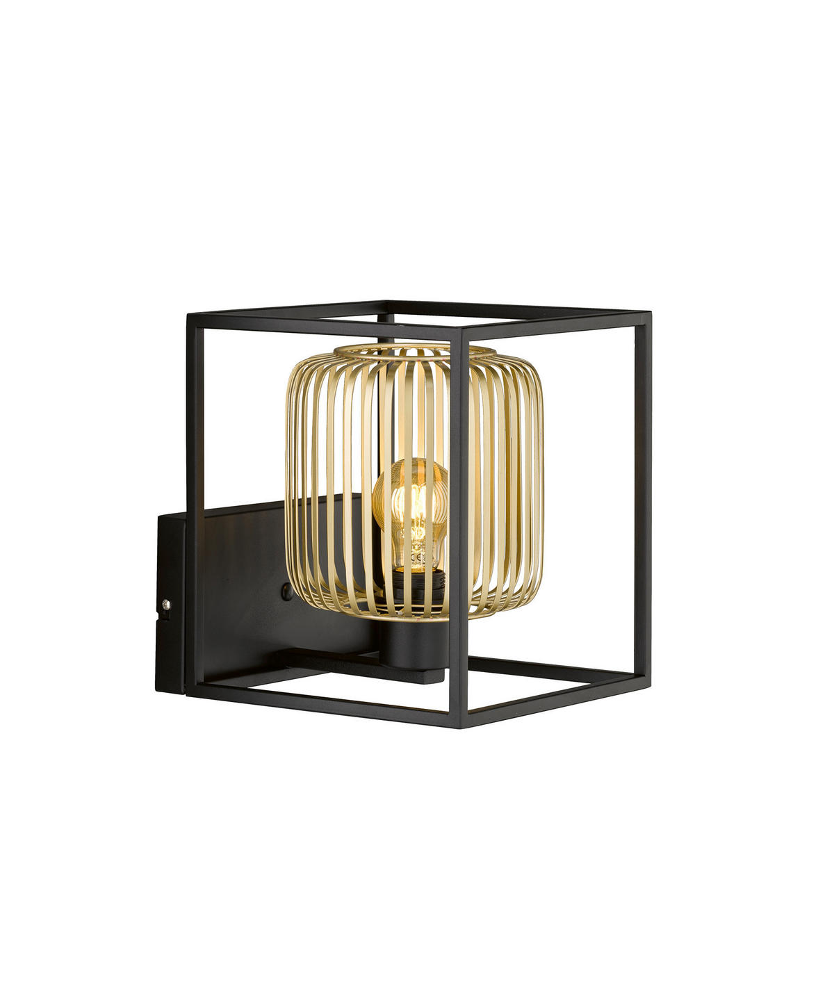 VÄGGLAMPA Caydo   - svart/guldfärgad, Klassisk, metall (23/30/25,5cm) - Fischer & Honsel
