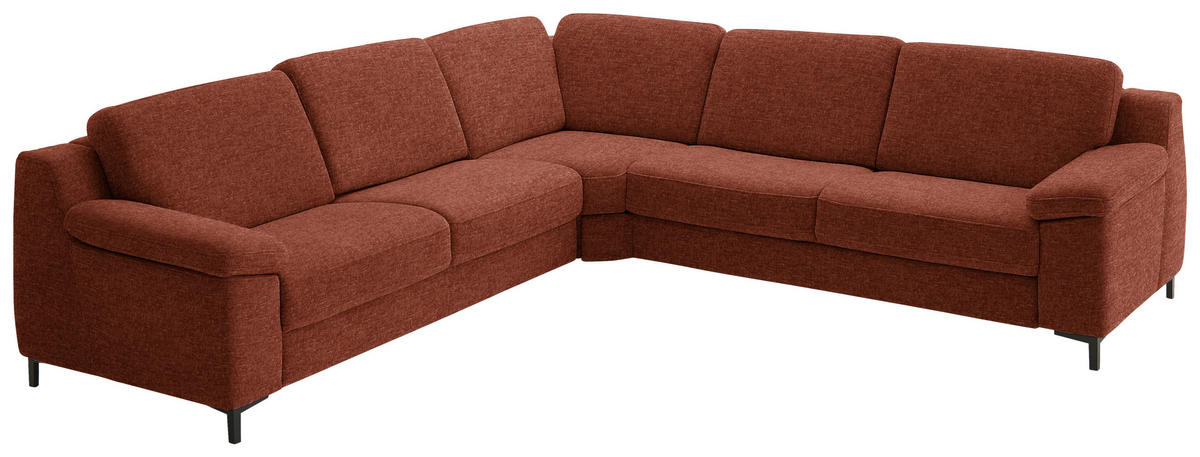 ECKSOFA in Chenille Kupferfarben  278/278 cm  - Schwarz/Kupferfarben, Design, Textil/Metall (278/278cm) - Valdera