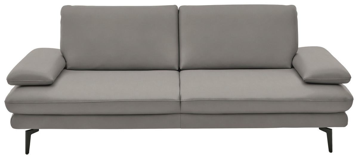 3-SITZER-SOFA in Echtleder Silberfarben  - Silberfarben/Schwarz, Design, Leder/Metall (222/86/104cm) - Dieter Knoll