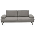 3-SITZER-SOFA in Leder Silberfarben  - Silberfarben/Schwarz, Design, Leder/Metall (222/86/104cm) - Dieter Knoll