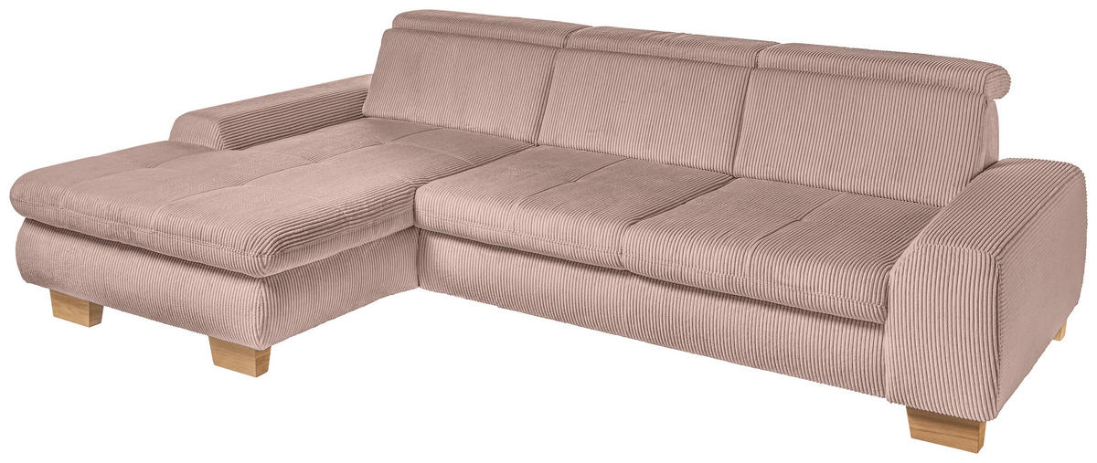 ECKSOFA Rosa Cord  - Eiche Bianco/Rosa, KONVENTIONELL, Holz/Textil (195/307cm) - SetOne by Musterring