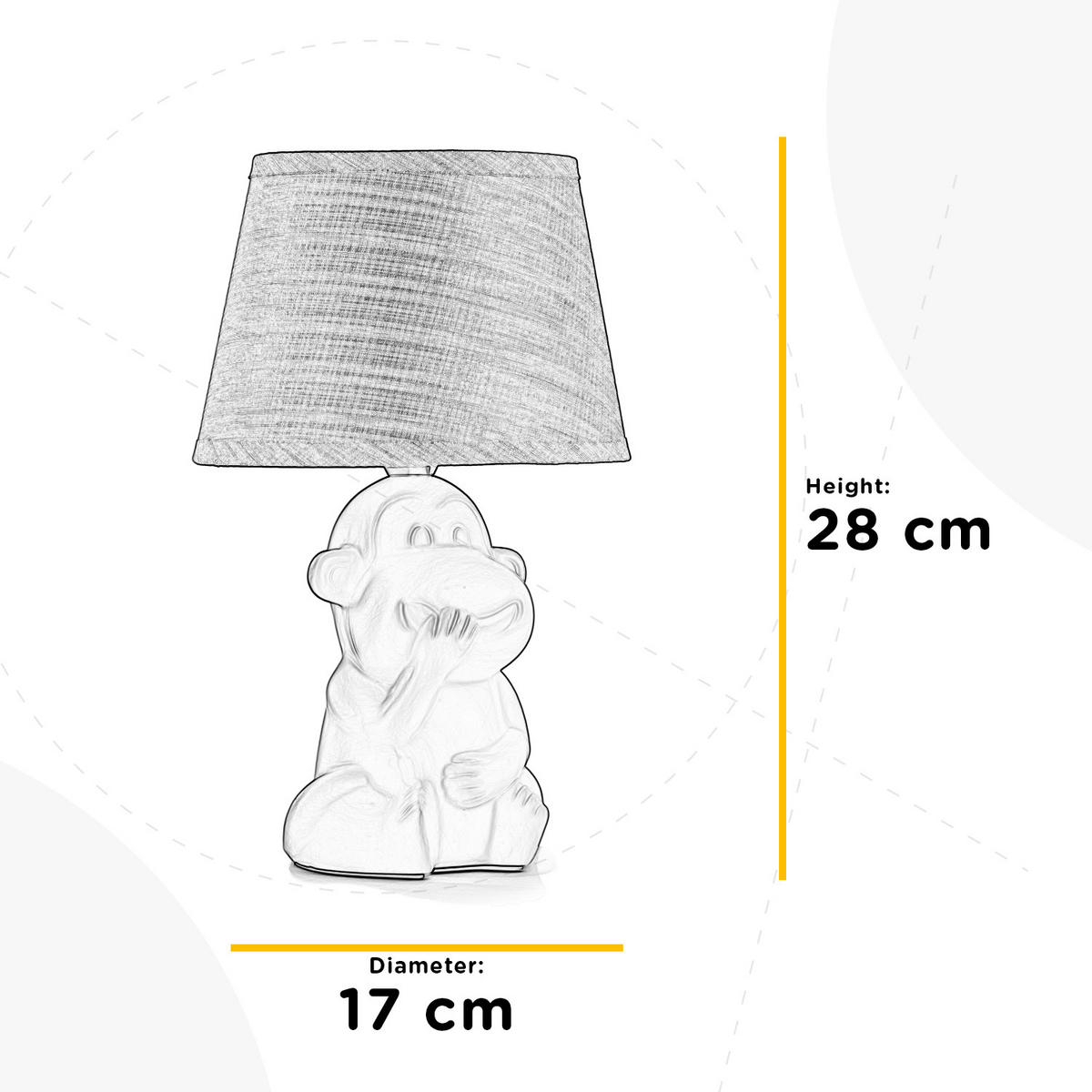 DĚTSKÁ STOLNÍ LAMPIČKA, 17/28 cm  - hnědá, Trend, textil/keramika (17/28cm)