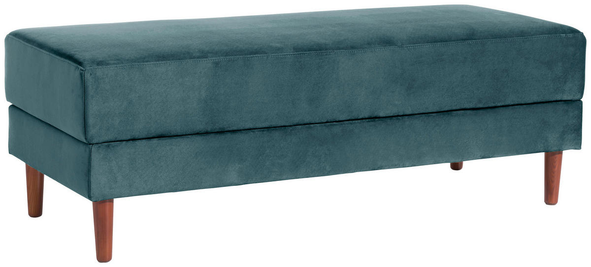 ECKSCHLAFSOFA inkl. Hocker in Blau Textil   - Blau/Eschefarben, Design, Holz/Textil (223/152cm) - Max Winzer