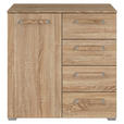 KOMMODE  in 80/81/42 cm  - Silberfarben/Sonoma Eiche, Design, Holzwerkstoff/Kunststoff (80/81/42cm) - Novel