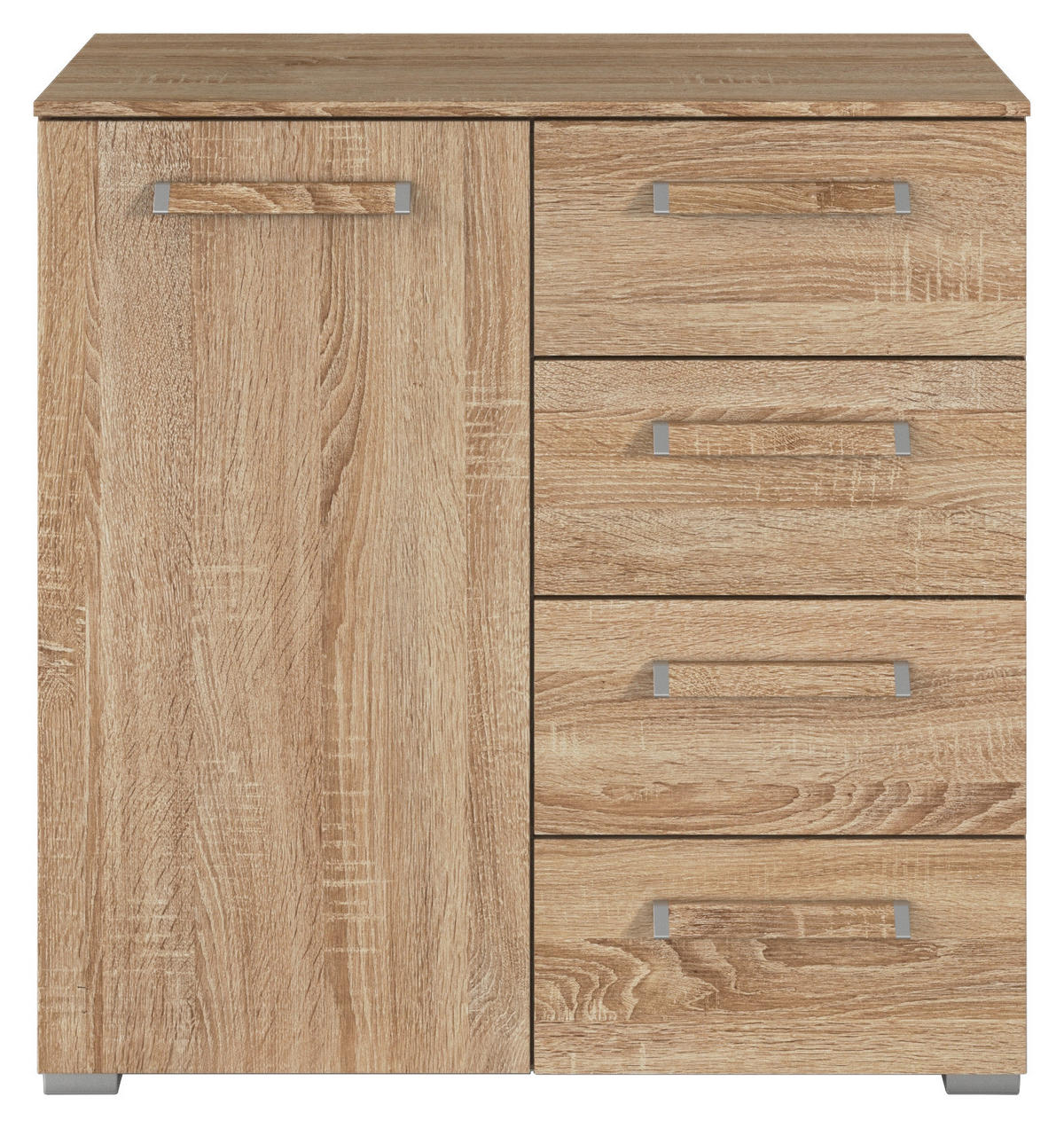 KOMMODE  in 80/81/42 cm  - Silberfarben/Sonoma Eiche, Design, Holzwerkstoff/Kunststoff (80/81/42cm) - Novel