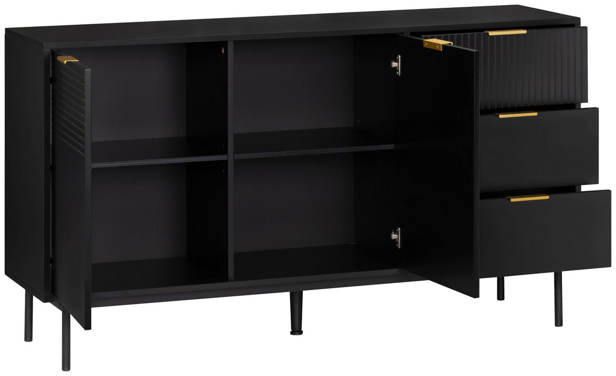ŠIROKÁ KOMODA, černá, 140/80/40 cm - černá/barvy zlata, Design, kov/kompozitní dřevo (140/80/40cm) - Livetastic