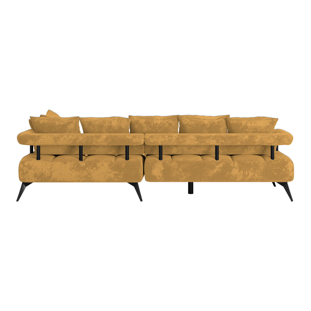 ECKSOFA VANESSA Goldfarben Flachgewebe  - Goldfarben/Schwarz, MODERN, Kunststoff/Textil (297/200cm) - Livetastic