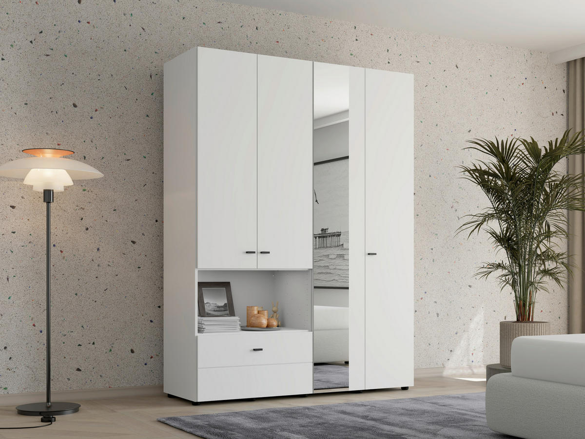 ORMAR ZA ODJEĆU bijela   - bijela/crna, Moderno, staklo/drvni materijal (155/207,5/52cm) - Ti'me