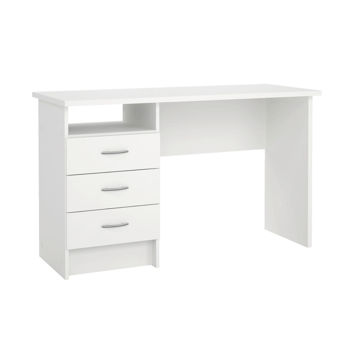 SCHREIBTISCH 120,1/48,1/72,6 cm  in Weiss  - Weiss/Silberfarben, Modern, Holzwerkstoff/Kunststoff (120,1/48,1/72,6cm) - MID.YOU