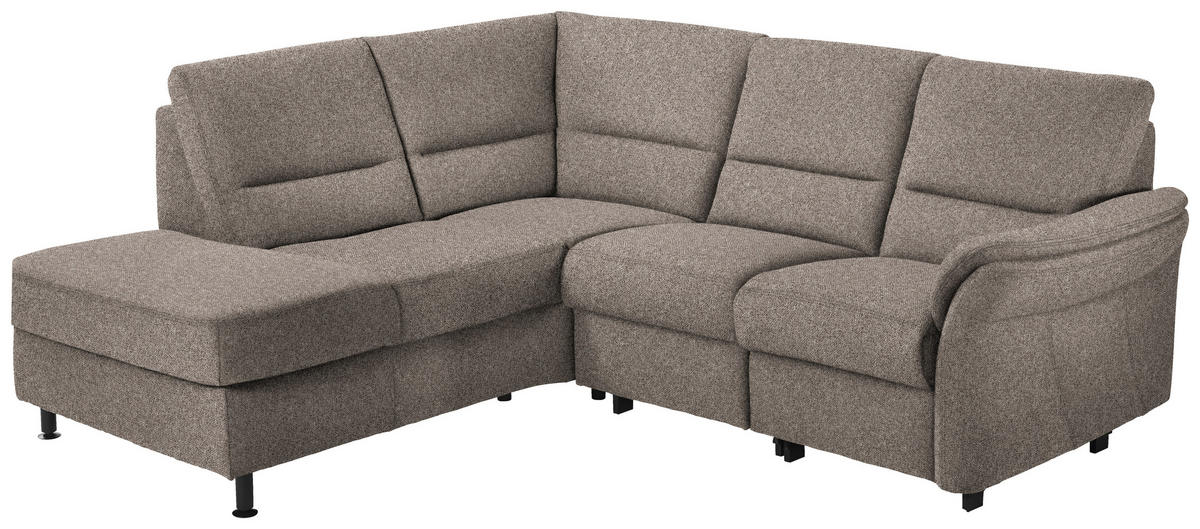 ECKSOFA in Flachgewebe Graubraun  - Graubraun/Schwarz, Modern, Textil/Metall (203/227cm) - Beldomo System