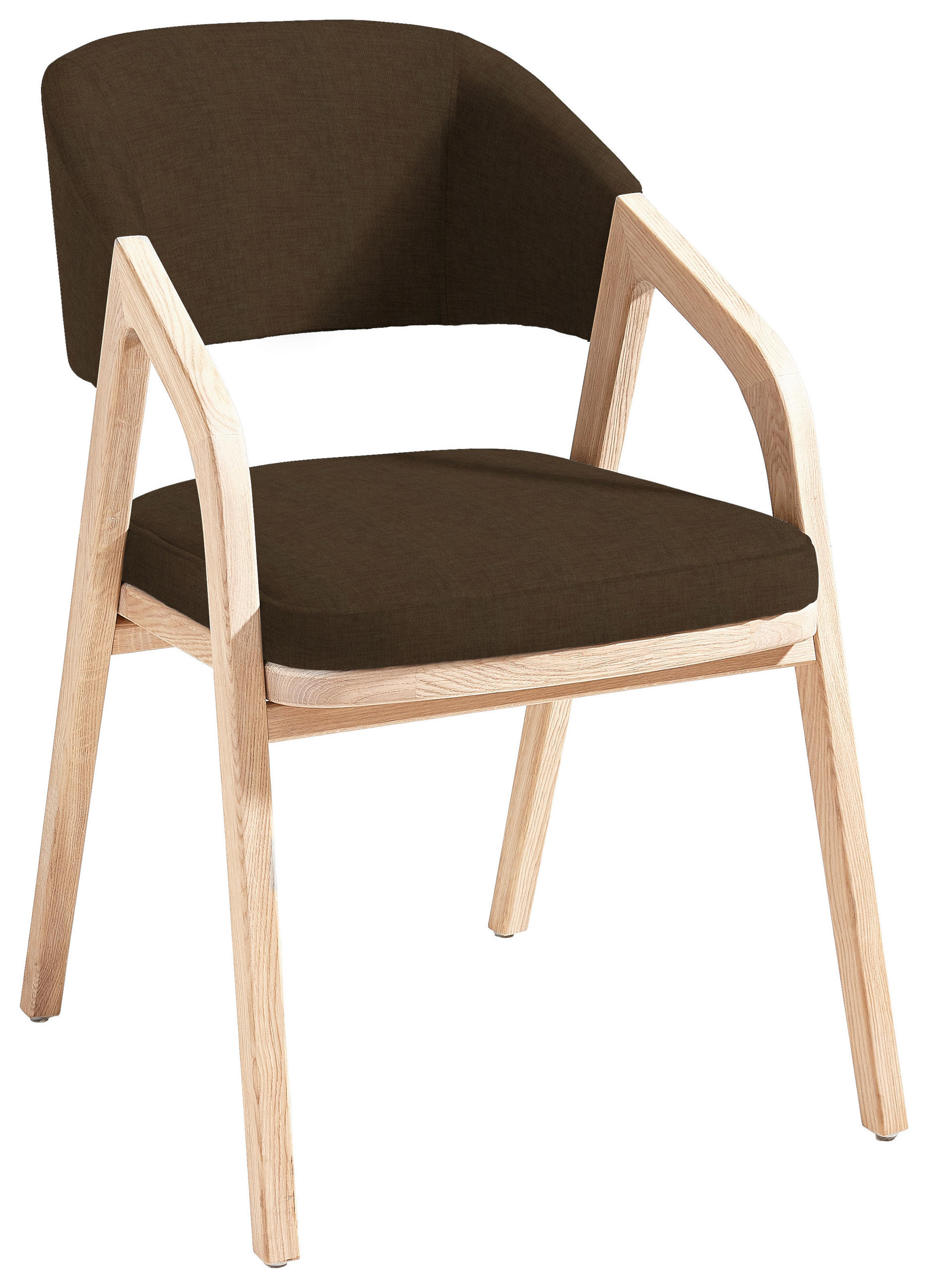 STUHL Webstoff Braun, Eichefarben Asteiche massiv Stoffauswahl - Eichefarben/Braun, Natur, Holz/Textil (52/80/58cm) - Linea Natura