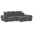 ECKSOFA Dunkelgrau Cord  - Eichefarben/Dunkelgrau, KONVENTIONELL, Holz/Textil (276/177cm) - Carryhome