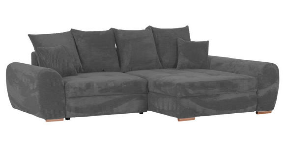 ECKSOFA in Cord Dunkelgrau - Eichefarben/Dunkelgrau, KONVENTIONELL, Holz/Textil (276/177cm) - Carryhome