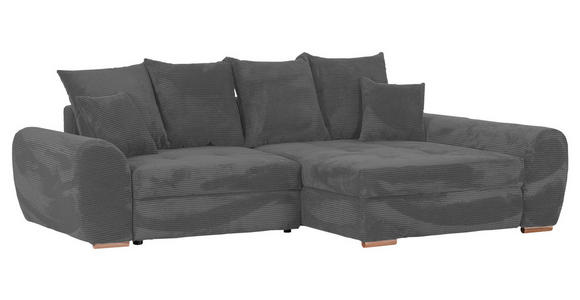 ECKSOFA in Cord Dunkelgrau  - Eichefarben/Dunkelgrau, KONVENTIONELL, Holz/Textil (276/177cm) - Carryhome