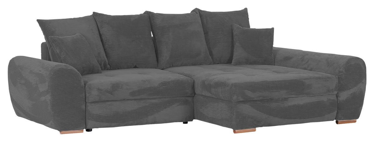 ECKSOFA in Cord Dunkelgrau  - Eichefarben/Dunkelgrau, Konventionell, Holz/Textil (276/177cm) - Carryhome