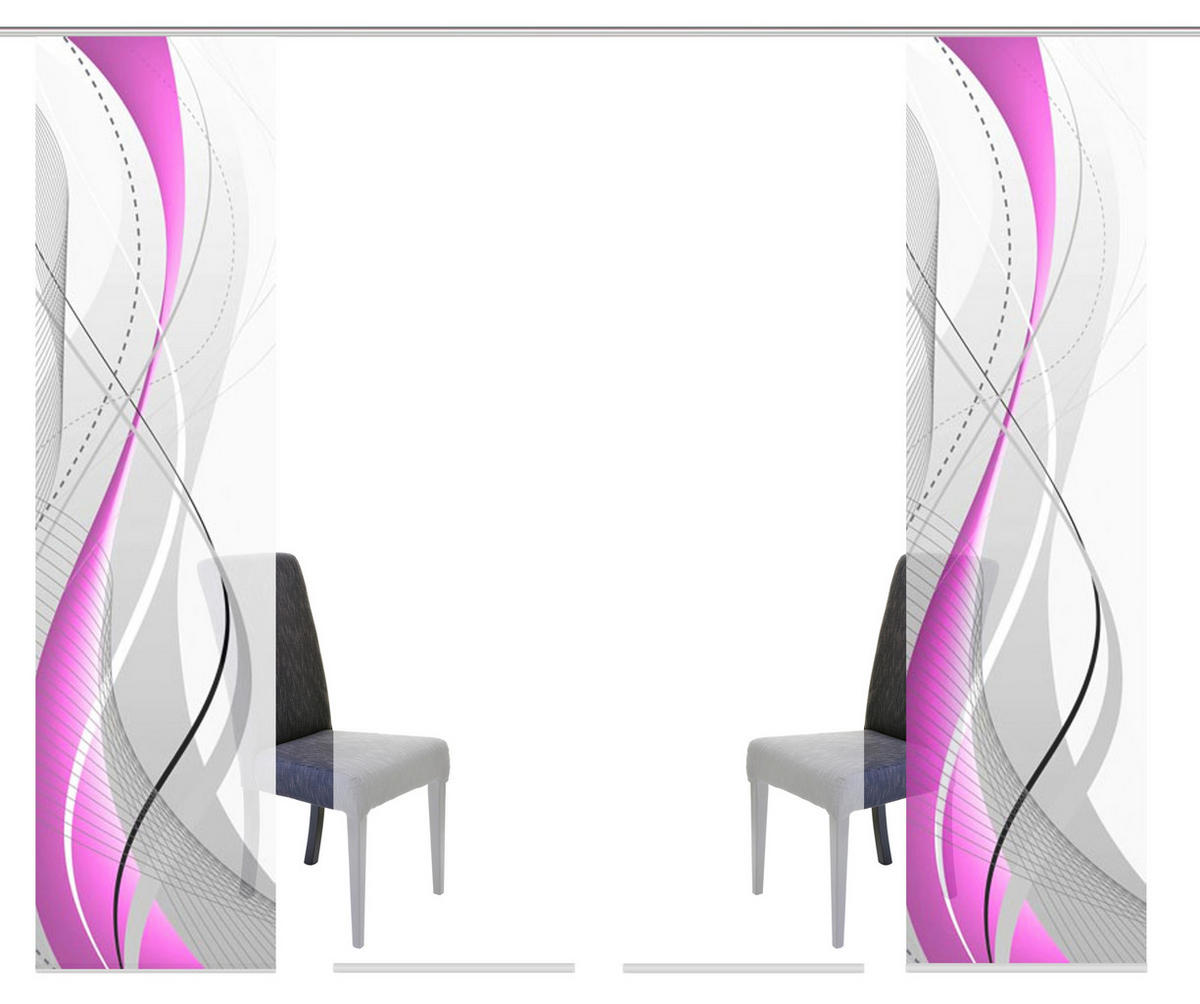 FLÄCHENVORHANG  4 Stück  halbtransparent   60/245 cm  - Beere/Brombeere, Design, Textil (60/245cm)