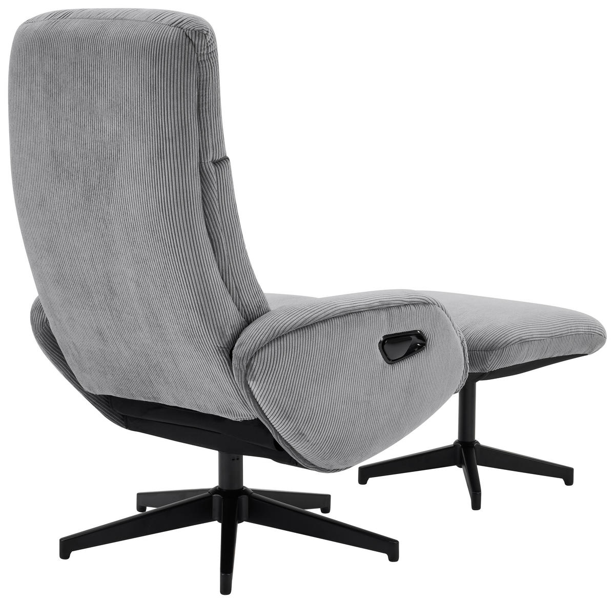 RELAXSESSELSET inkl. Funktion Cord Relaxfunktion, Hocker    - Dunkelgrau/Schwarz, Design, Textil/Metall (75/106/74cm) - Xora