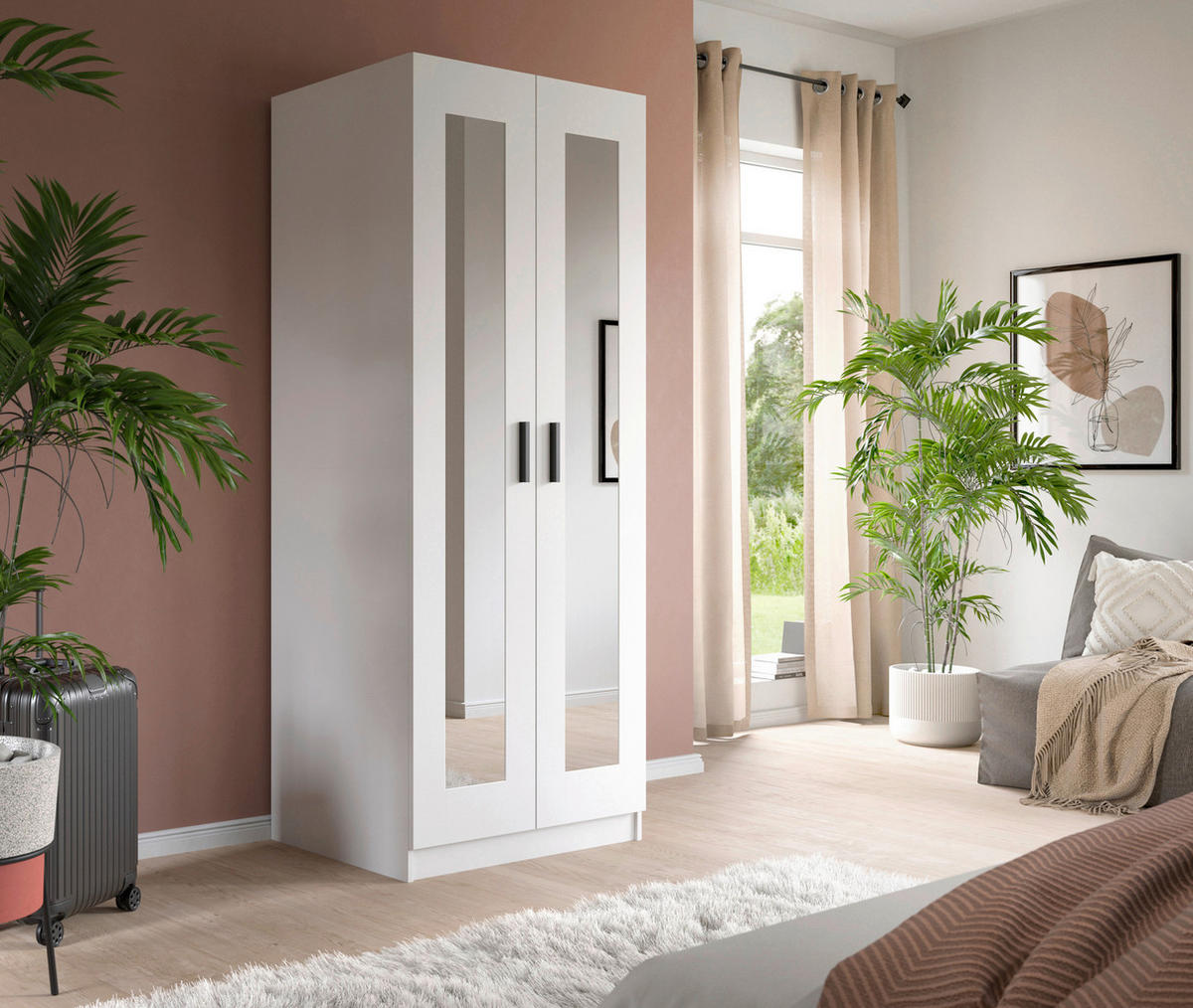 DREHTÜRENSCHRANK  in Weiß  - Schwarz/Weiß, ROMANTIK / LANDHAUS, Holzwerkstoff/Kunststoff (80/195/56cm) - Livetastic