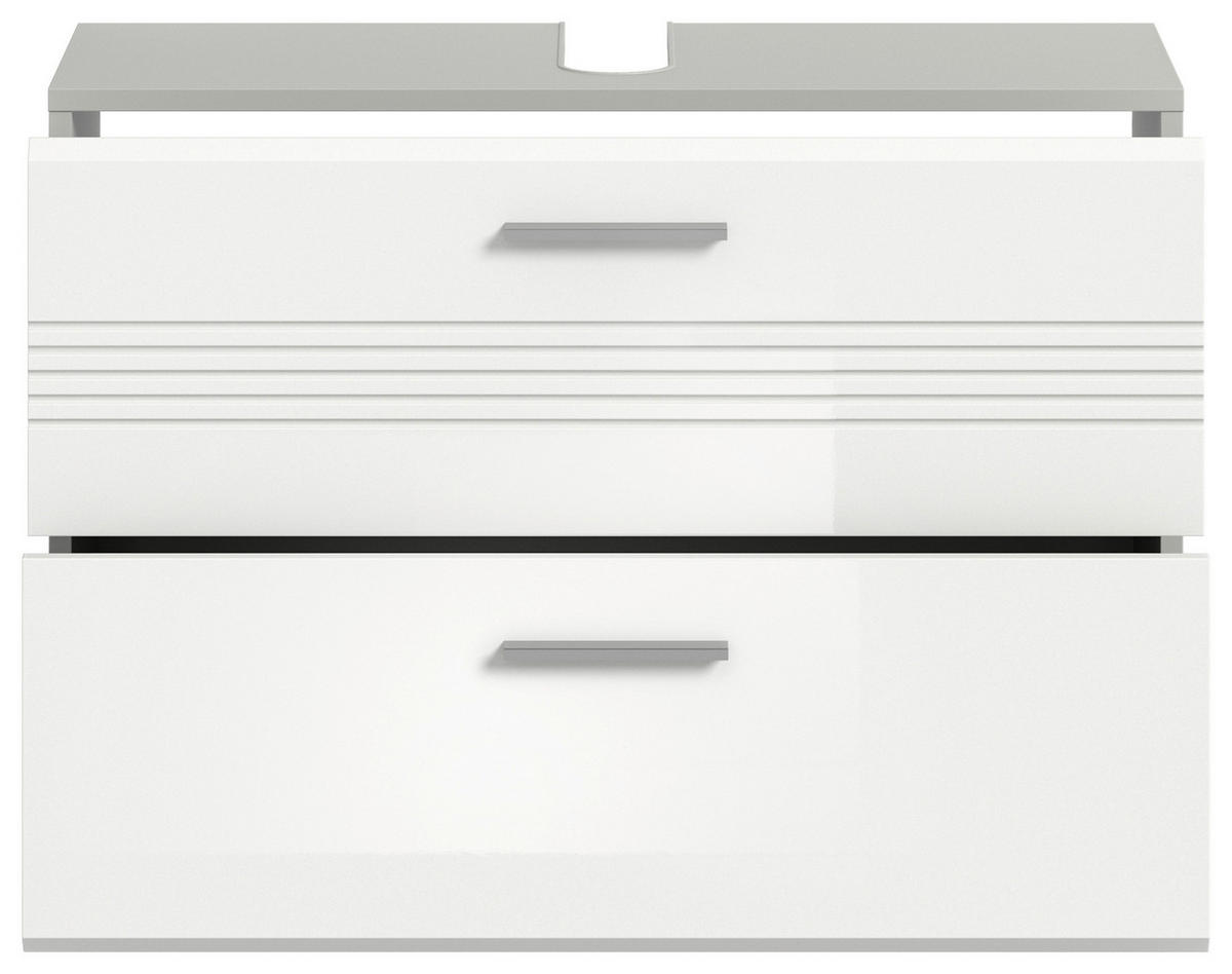 SKŘÍŇKA POD UMYVADLO, bílá, šedá, 80/56/32 cm - šedá/bílá, Moderní, kompozitní dřevo/plast (80/56/32cm) - MID.YOU