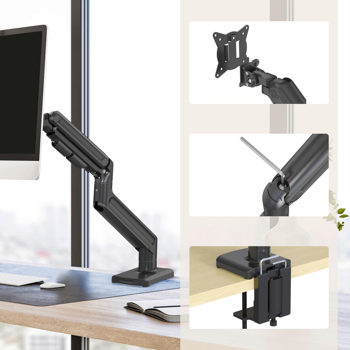 MONITORARM - svart, Modern, metall (40/56,5/53,3cm) - MID.YOU