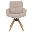 ARMLEHNSTUHL  Sitzfläche 360° drehbar, mit Griff Flachgewebe  Hellgrau  - Eichefarben/Hellgrau, Design, Holz/Textil (62/90/68cm) - Valnatura