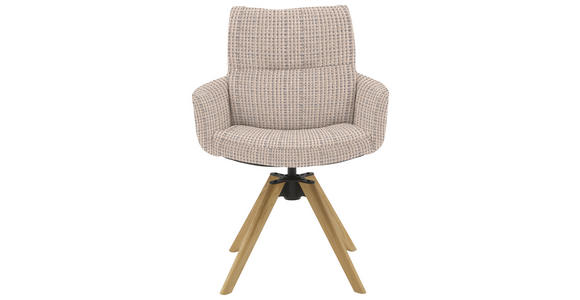 ARMLEHNSTUHL  Sitzfläche 360° drehbar, mit Griff Flachgewebe  Hellgrau  - Eichefarben/Hellgrau, Design, Holz/Textil (62/90/68cm) - Valnatura
