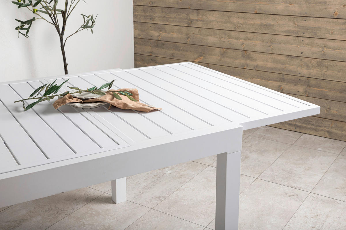 GARTENTISCH Metall Weiß rechteckig  - Weiß, KONVENTIONELL, Metall (160/100/75cm) - Gardenson