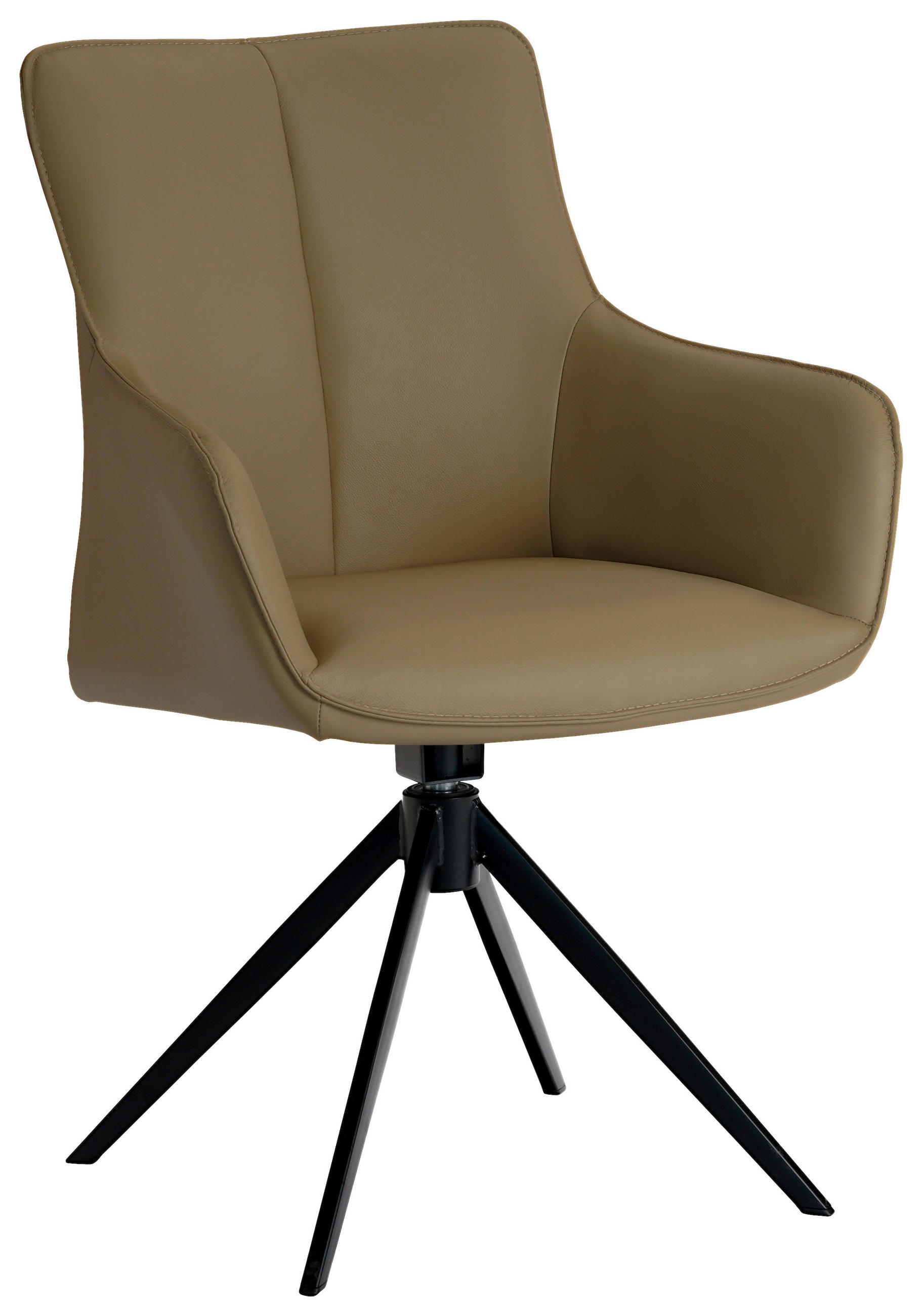 ARMLEHNSTUHL  in Eisen Echtleder pigmentiert  - Beige/Schwarz, Design, Leder/Metall (64/87/60cm) - Novel