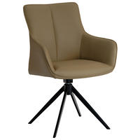 ARMLEHNSTUHL  in Eisen Echtleder pigmentiert  - Beige/Schwarz, Design, Leder/Metall (64/87/60cm) - Novel