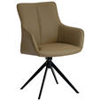 ARMLEHNSTUHL  in Eisen Echtleder pigmentiert  - Beige/Schwarz, Design, Leder/Metall (64/87/60cm) - Novel