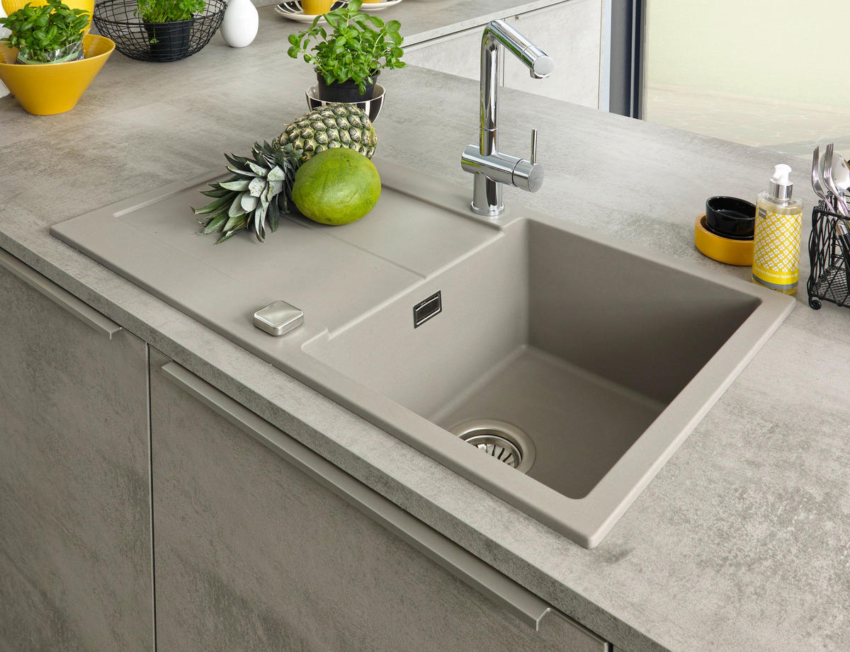 EINBAUKÜCHE   - Weiß/Grau, Design, Holzwerkstoff - Dieter Knoll