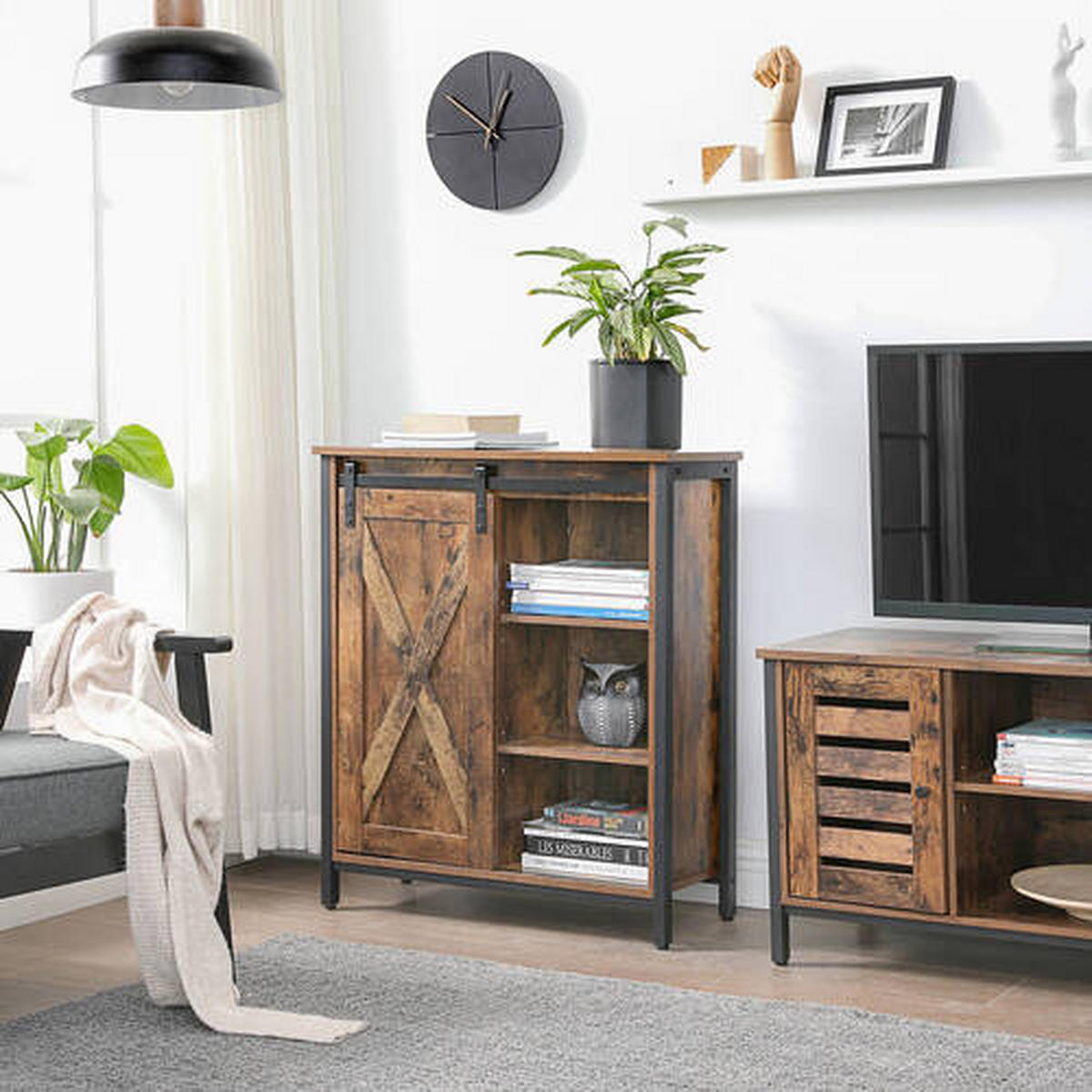 KOMMODE Braun, Schwarz  70/80/30 cm  - Schwarz/Braun, Trend, Holzwerkstoff/Metall (70/80/30cm) - Boxxx