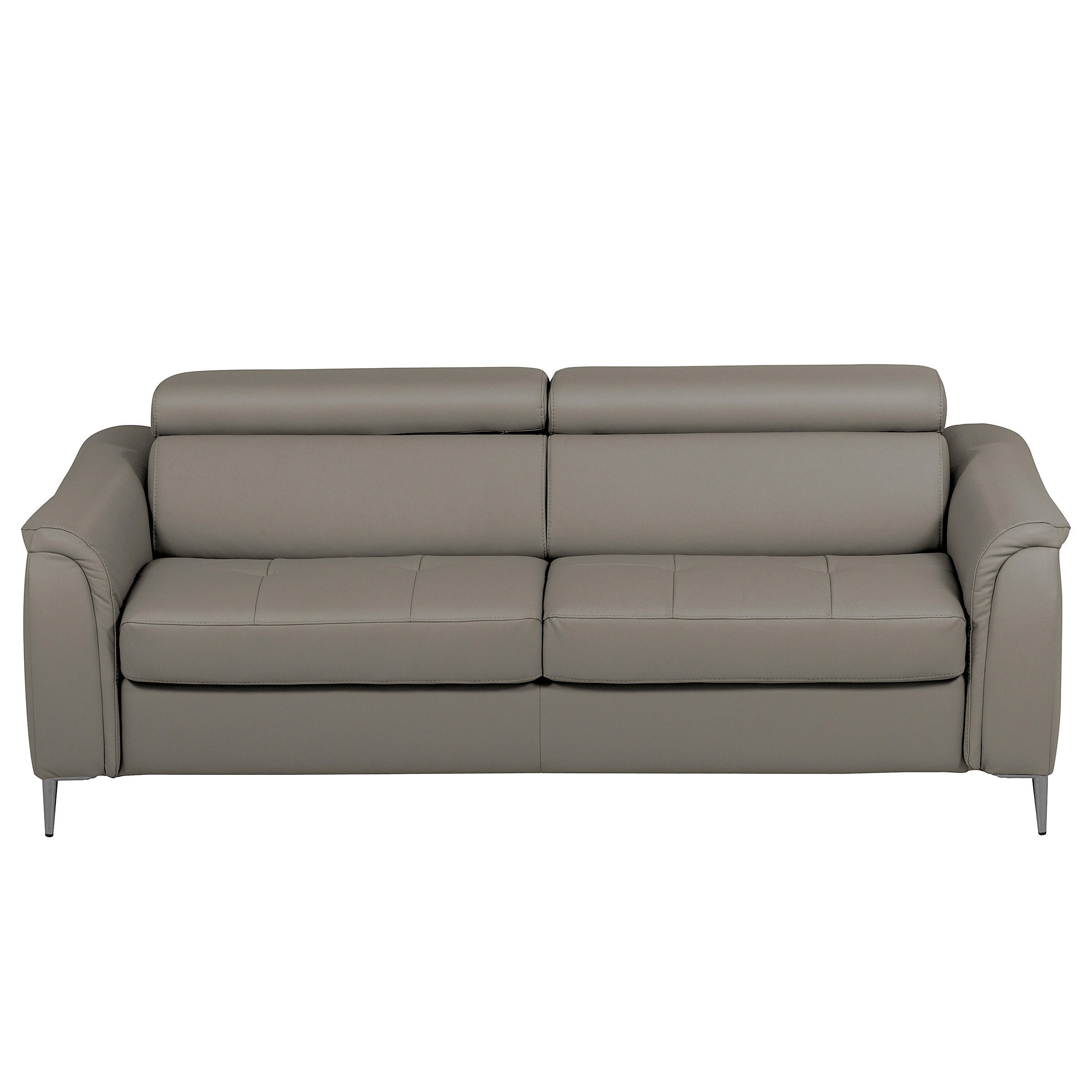 SCHLAFSOFA PAFOS Schlammfarben Echtleder Lederlook  - Schlammfarben/Schwarz, Design, Leder/Textil (203/77-98/103cm) - MID.YOU