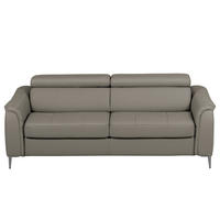SCHLAFSOFA PAFOS Schlammfarben Echtleder Lederlook  - Schlammfarben/Schwarz, Design, Leder/Textil (203/77-98/103cm) - MID.YOU