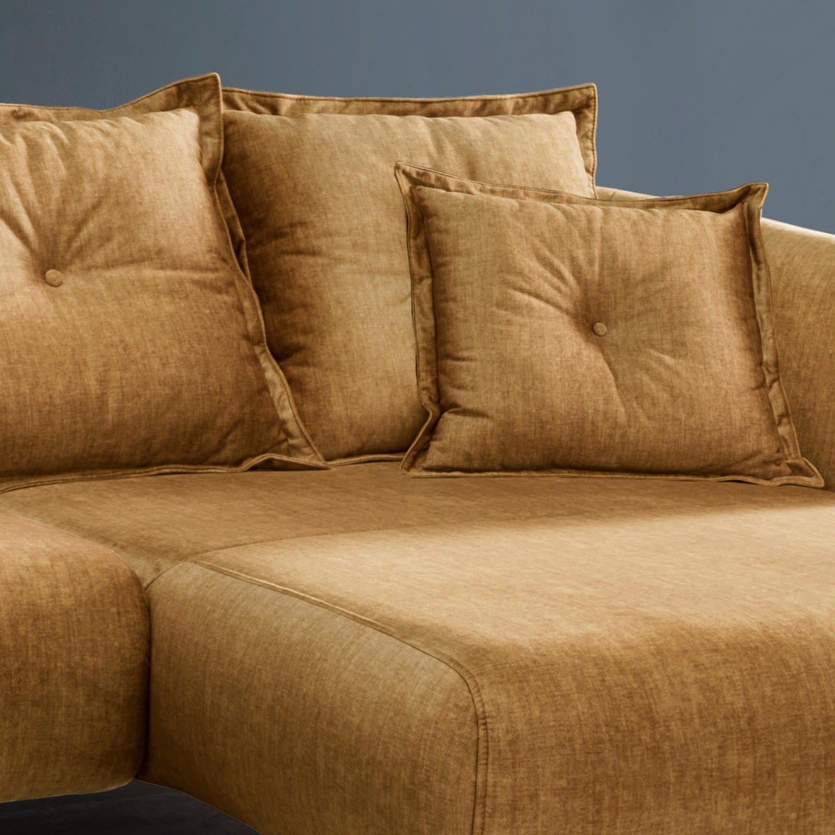 ECKSOFA in Velours Gelb  - Gelb/Schwarz, Modern, Holz/Textil (277/162cm) - Livetastic