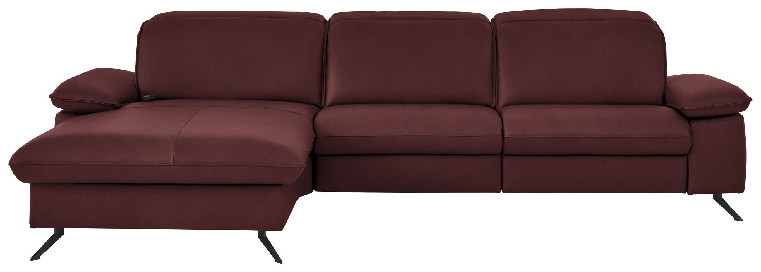 ECKSOFA  Echtleder Beere  - Beere/Schwarz, Design, Leder/Metall (169/307cm) - Beldomo Premium