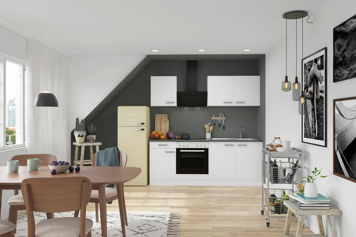 KÜCHENUNTERSCHRANK 100/84,8/60 cm  in Weiß  - Anthrazit/Buchefarben, Basics, Holzwerkstoff/Metall (100/84,8/60cm) - Optifit