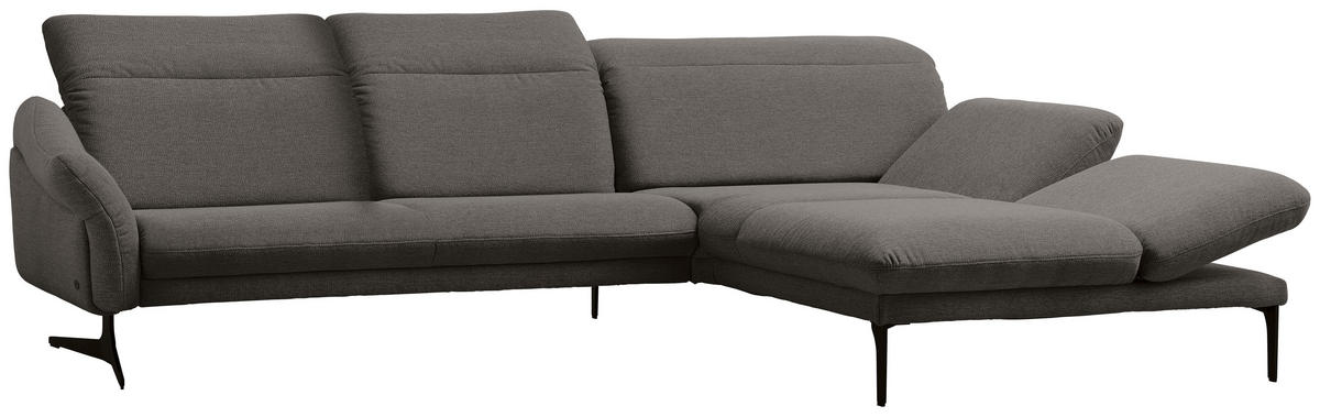 ECKSOFA in Webstoff Dunkelgrau  - Dunkelgrau/Anthrazit, Design, Textil/Metall (299/203cm) - Himolla
