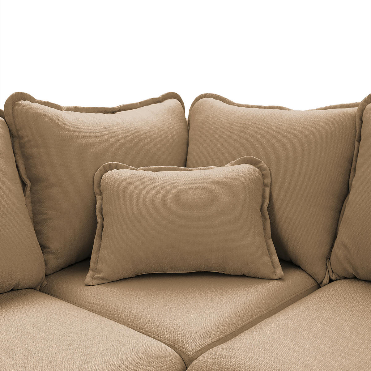 WOHNLANDSCHAFT Sandfarben  - Sandfarben/Wengefarben, Design, Holz/Textil (170/296/167cm) - Livetastic