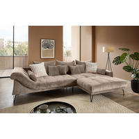 ECKSOFA GARDA Braun Chenille Zierkissen, Rückenkissen, Nierenkissen, Rücken echt  - Schwarz/Braun, KONVENTIONELL, Textil/Metall (310/192cm) - Livetastic