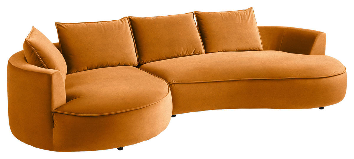 BIGSOFA in Samt Rostfarben  - Rostfarben/Schwarz, Design, Kunststoff/Textil (154/82/322cm) - home24