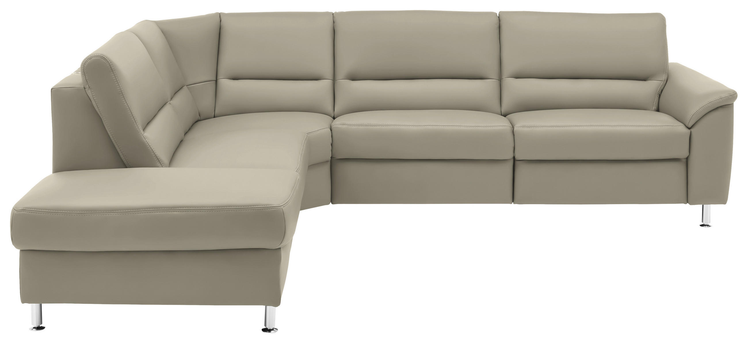 ECKSOFA in Echtleder Ecru  - Ecru/Alufarben, Basics, Leder/Metall (249/290cm) - Beldomo Premium
