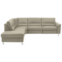 ECKSOFA in Echtleder Ecru  - Ecru/Alufarben, Basics, Leder/Metall (249/290cm) - Beldomo Premium