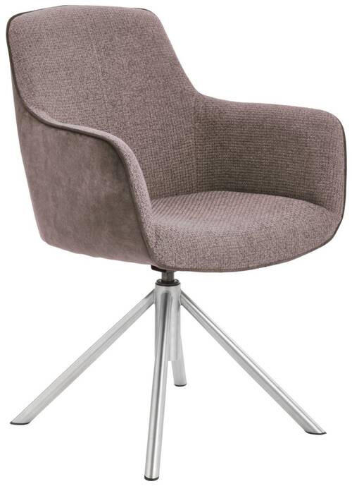 ARMLEHNSTUHL drehbar  in Edelstahl Flachgewebe  - Edelstahlfarben/Cappuccino, Design, Textil/Metall (60/88/64cm) - Novel