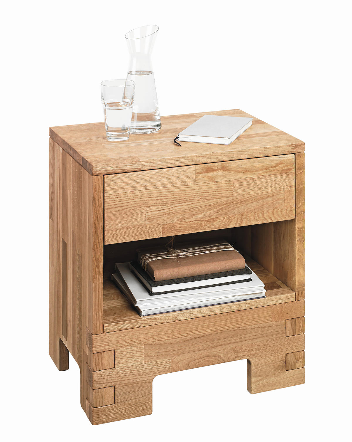 NACHTSCHRANK 52/60/38 cm Wildeiche massiv  - Eichefarben, Design, Holz (52/60/38cm) - Linea Natura