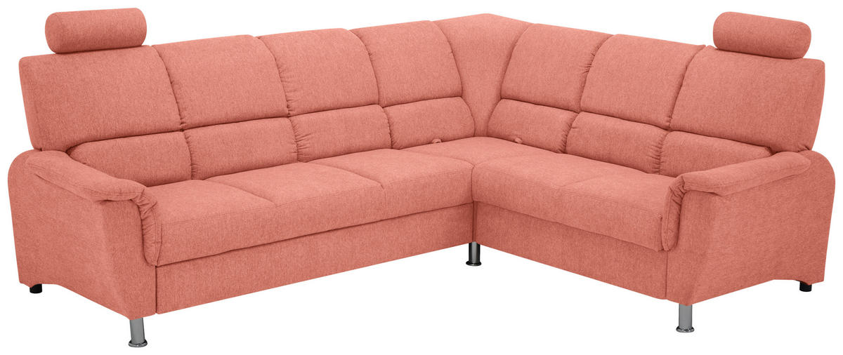 ECKSOFA Koralle Webstoff  - Koralle/Silberfarben, Design, Holz/Kunststoff (270/216cm) - Livetastic