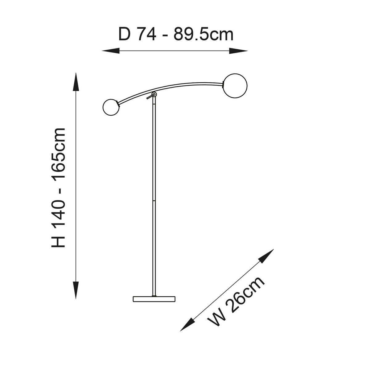 BOGENLEUCHTE 26/89,5/165 cm    - Goldfarben/Opal, Design, Glas/Metall (26/89,5/165cm) - ENDON