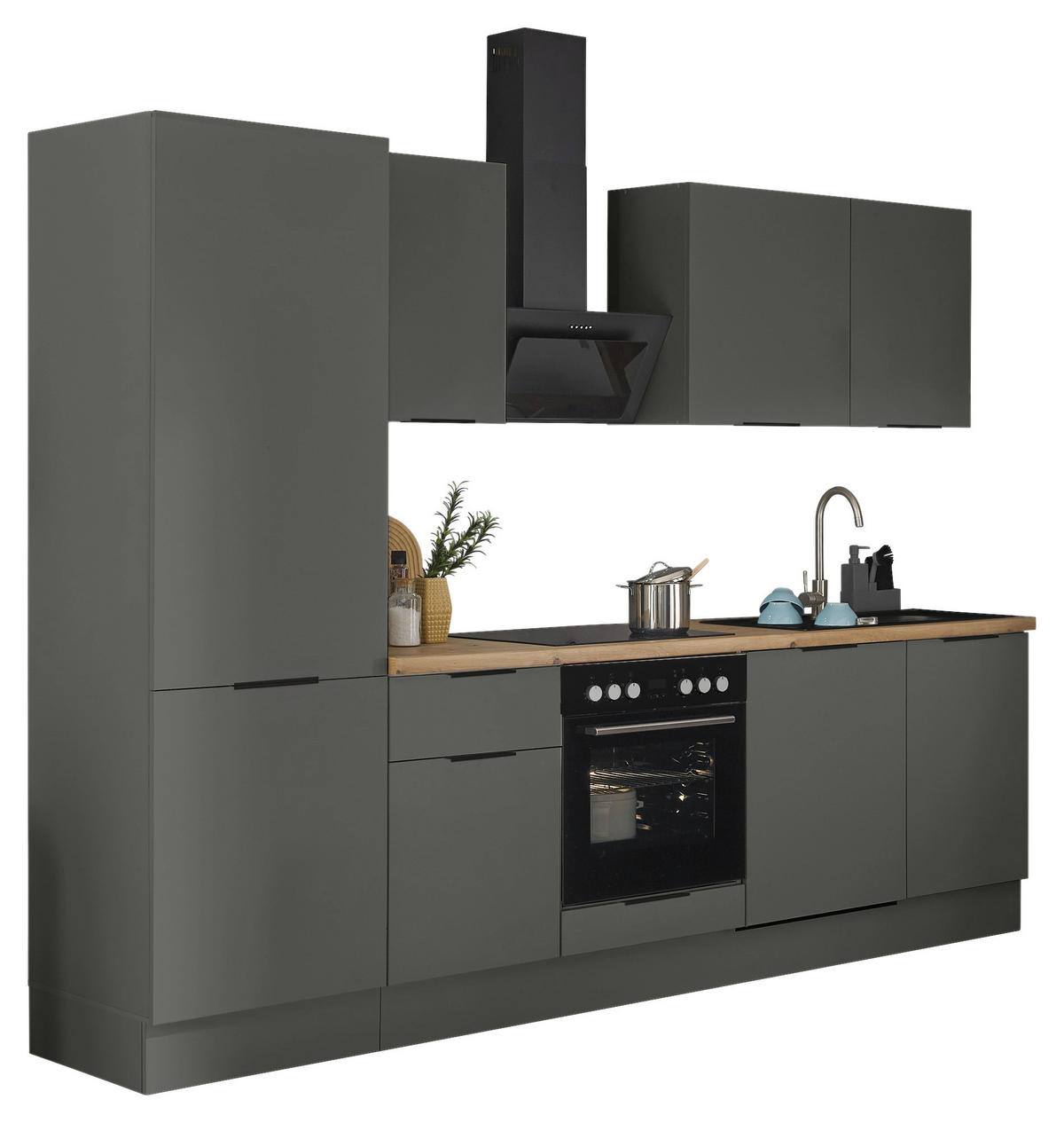 KÜCHENBLOCK   in Graphitfarben  - Schwarz/Graphitfarben, Basics, Holzwerkstoff/Metall (280/211/60cm) - Xora