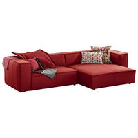 ECKSOFA around the block Dunkelrot Echtleder  - Schwarz/Dunkelrot, MODERN, Leder/Kunststoff (300/164cm) - Chilliano