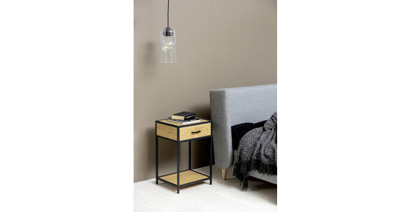 NACHTSCHRANK 42/63/35 cm - Wildeiche/Eichefarben, Design, Holzwerkstoff/Metall (42/63/35cm) - Carryhome